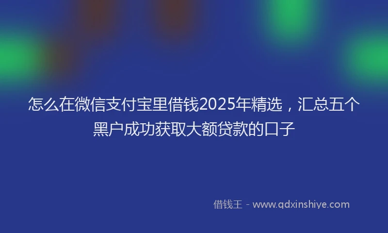 怎么在微信支付宝里借钱2025年精选，汇总五个黑户成功获取大额贷款的口子