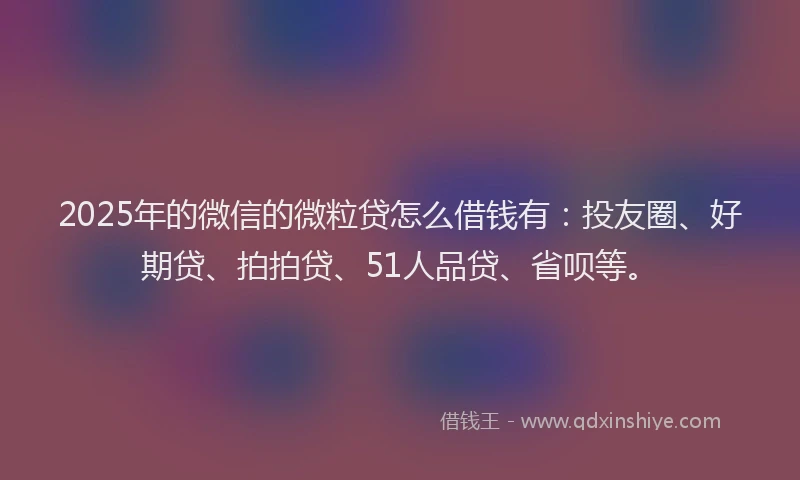 2025年的微信的微粒贷怎么借钱有：投友圈、好期贷、拍拍贷、51人品贷、省呗等。