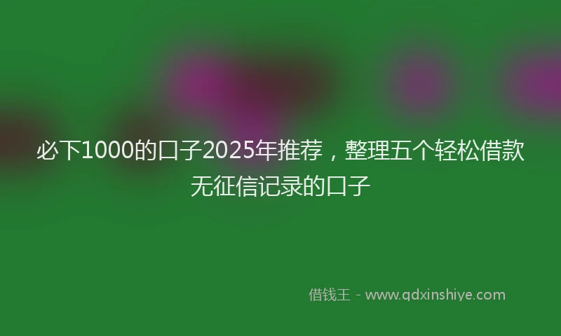 必下1000的口子2025年推荐，整理五个轻松借款无征信记录的口子