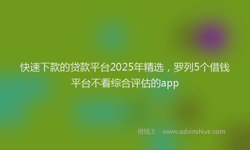 快速下款的贷款平台2025年精选，罗列5个借钱平台不看综合评估的app