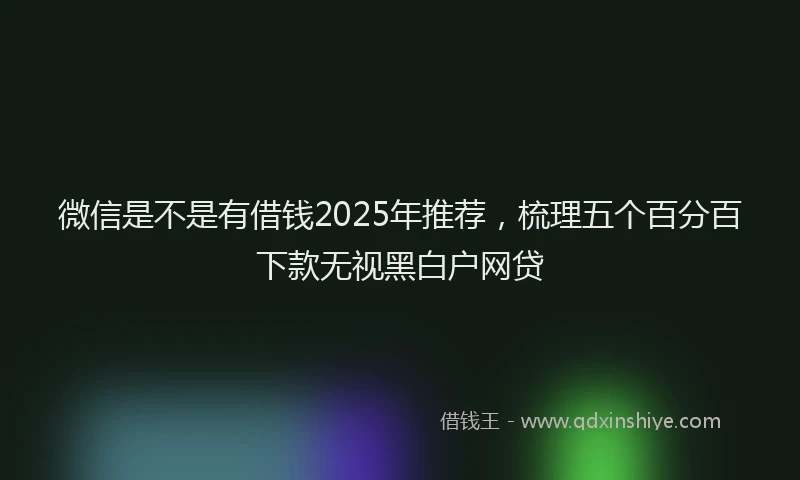 微信是不是有借钱2025年推荐，梳理五个百分百下款无视黑白户网贷