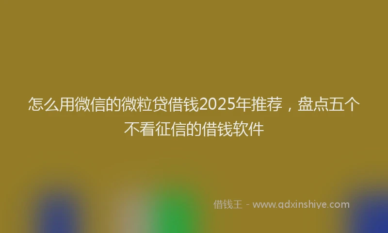 怎么用微信的微粒贷借钱2025年推荐，盘点五个不看征信的借钱软件