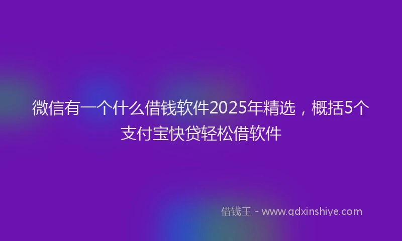微信有一个什么借钱软件2025年精选，概括5个支付宝快贷轻松借软件