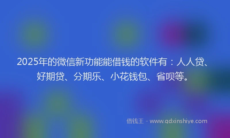 2025年的微信新功能能借钱的软件有：人人贷、好期贷、分期乐、小花钱包、省呗等。