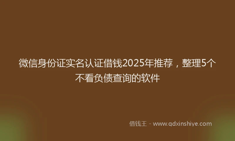 微信身份证实名认证借钱2025年推荐，整理5个不看负债查询的软件