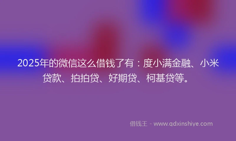 2025年的微信这么借钱了有：度小满金融、小米贷款、拍拍贷、好期贷、柯基贷等。
