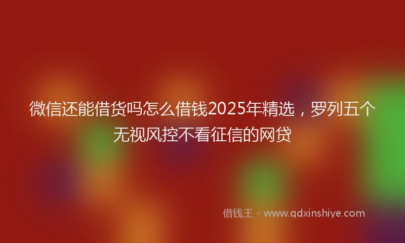 微信还能借货吗怎么借钱2025年精选，罗列五个无视风控不看征信的网贷