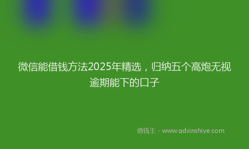 微信能借钱方法2025年精选，归纳五个高炮无视逾期能下的口子