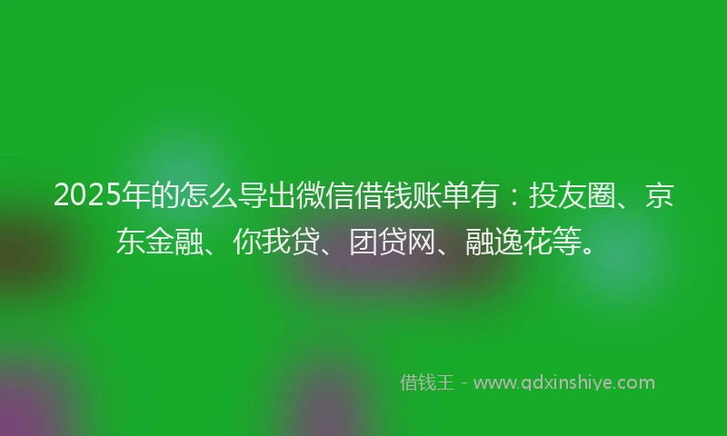 2025年的怎么导出微信借钱账单有：投友圈、京东金融、你我贷、团贷网、融逸花等。