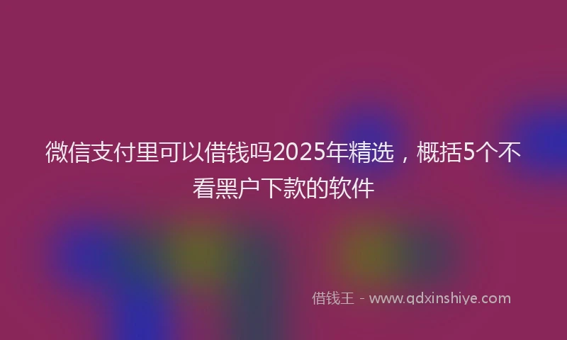 微信支付里可以借钱吗2025年精选，概括5个不看黑户下款的软件