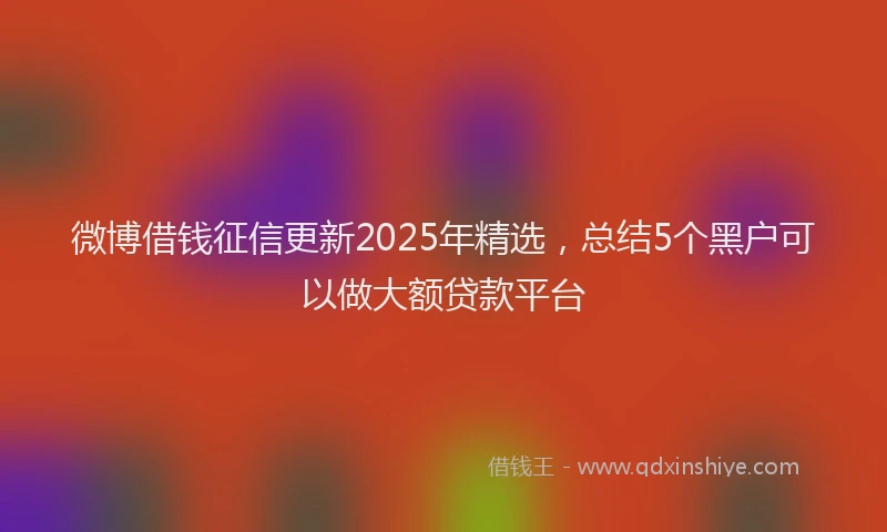 微博借钱征信更新2025年精选，总结5个黑户可以做大额贷款平台