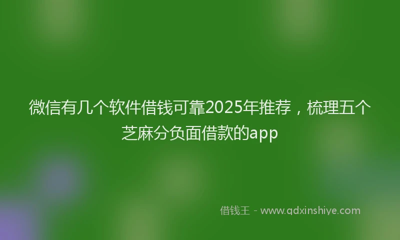 微信有几个软件借钱可靠2025年推荐，梳理五个芝麻分负面借款的app