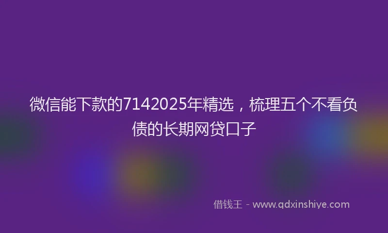 微信能下款的7142025年精选，梳理五个不看负债的长期网贷口子
