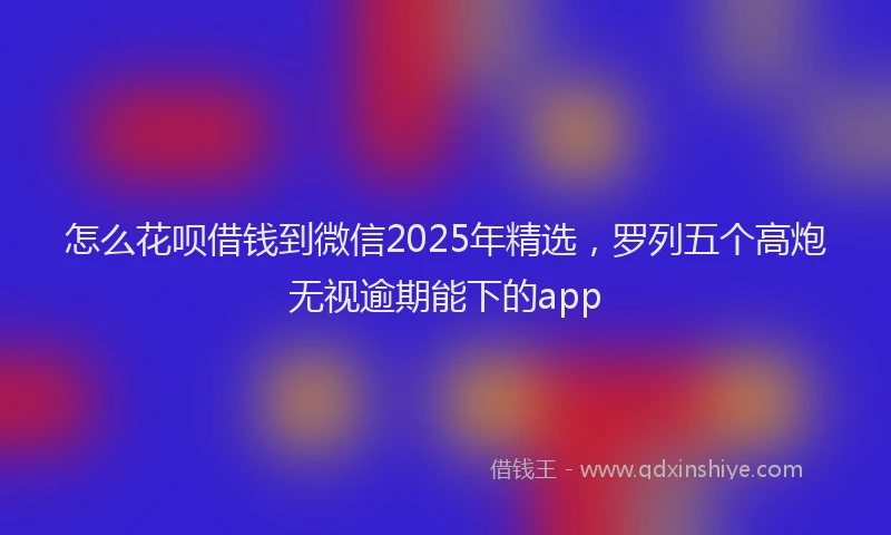 怎么花呗借钱到微信2025年精选，罗列五个高炮无视逾期能下的app