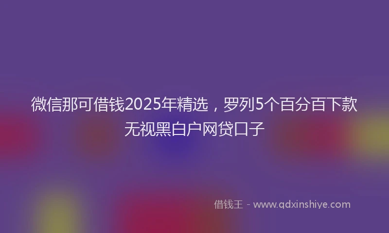 微信那可借钱2025年精选，罗列5个百分百下款无视黑白户网贷口子