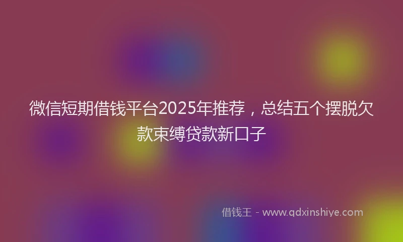微信短期借钱平台2025年推荐，总结五个摆脱欠款束缚贷款新口子