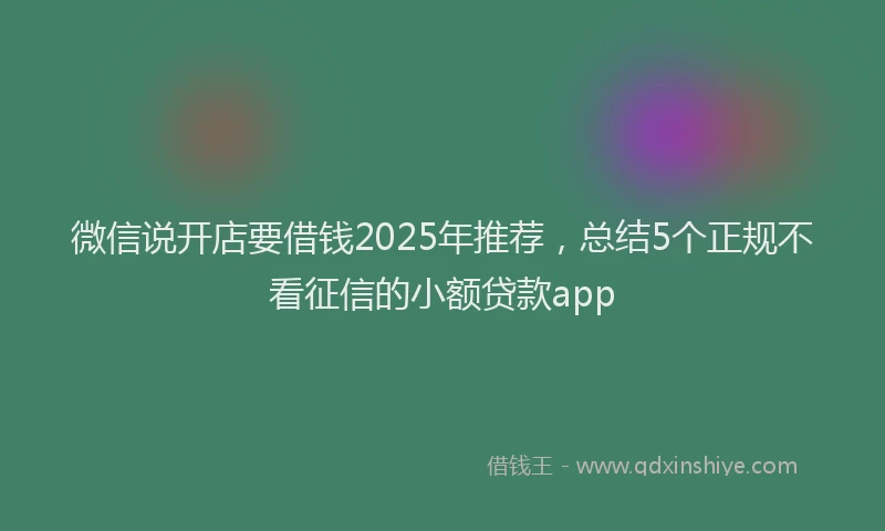 微信说开店要借钱2025年推荐，总结5个正规不看征信的小额贷款app