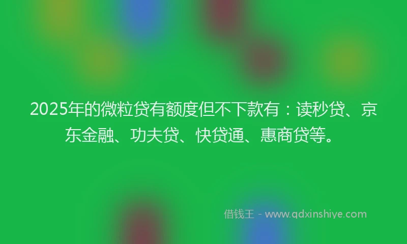 2025年的微粒贷有额度但不下款有：读秒贷、京东金融、功夫贷、快贷通、惠商贷等。