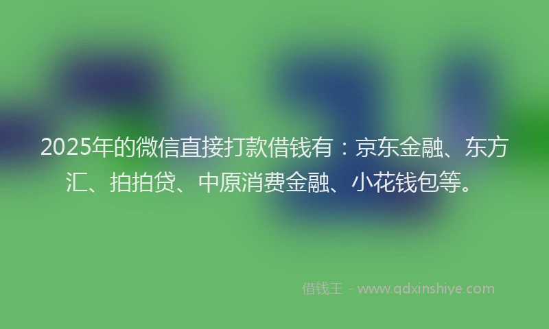 2025年的微信直接打款借钱有：京东金融、东方汇、拍拍贷、中原消费金融、小花钱包等。