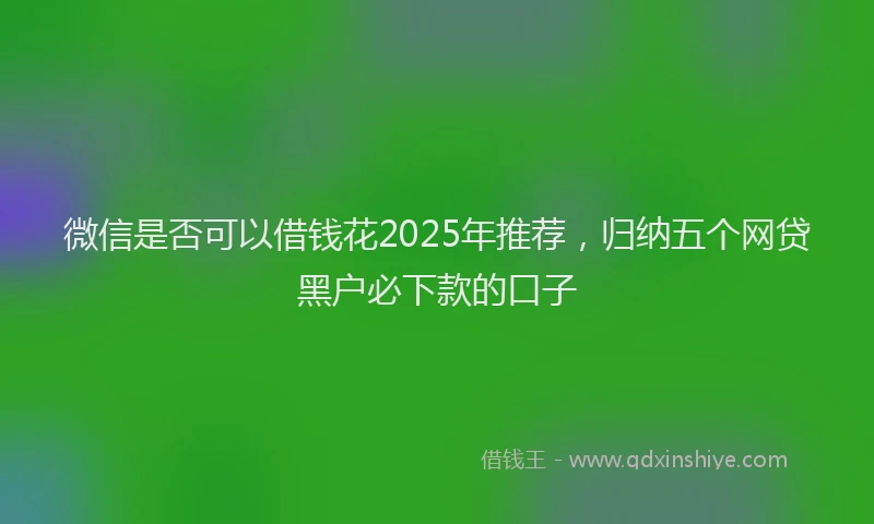 微信是否可以借钱花2025年推荐，归纳五个网贷黑户必下款的口子