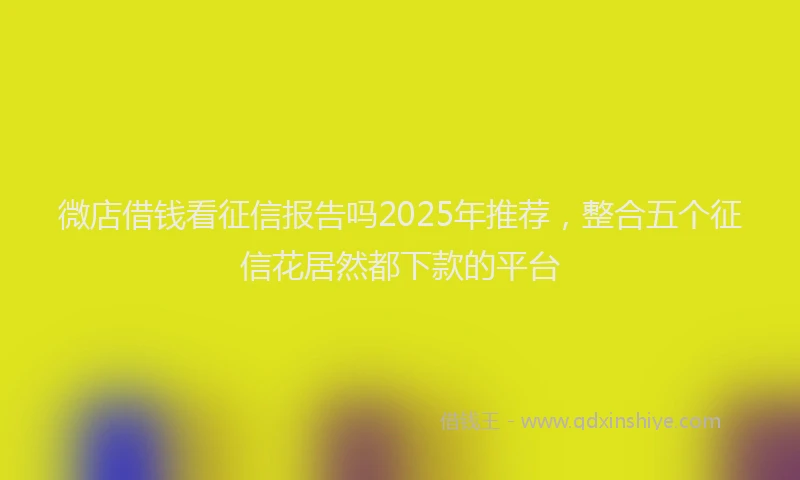 微店借钱看征信报告吗2025年推荐，整合五个征信花居然都下款的平台