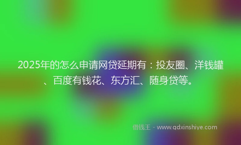 2025年的怎么申请网贷延期有：投友圈、洋钱罐、百度有钱花、东方汇、随身贷等。