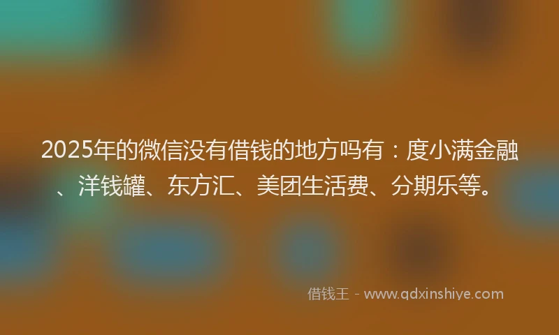 2025年的微信没有借钱的地方吗有：度小满金融、洋钱罐、东方汇、美团生活费、分期乐等。