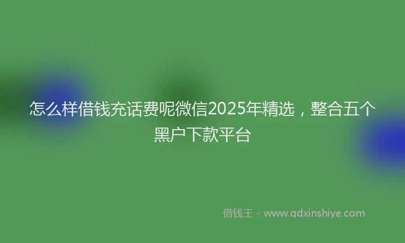 怎么样借钱充话费呢微信2025年精选，整合五个黑户下款平台