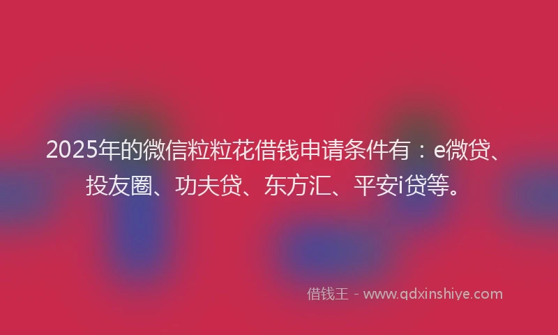 2025年的微信粒粒花借钱申请条件有：e微贷、投友圈、功夫贷、东方汇、平安i贷等。