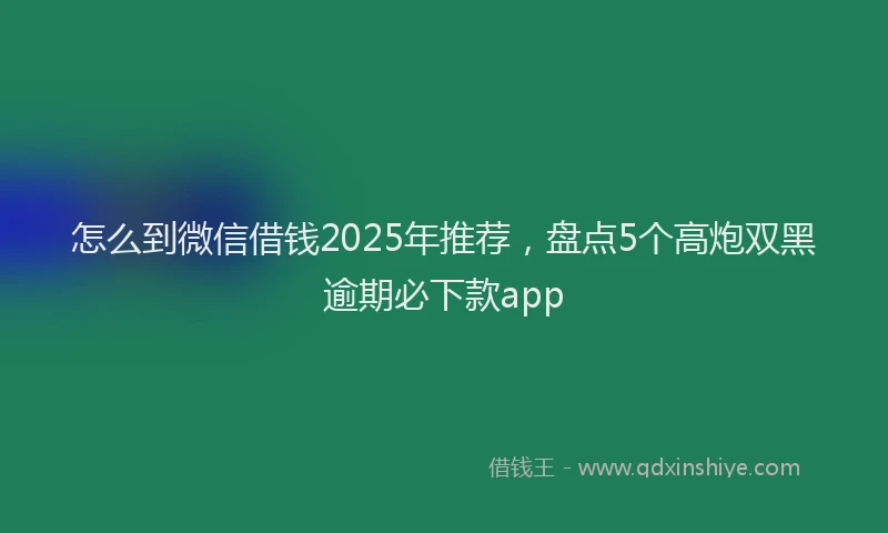 怎么到微信借钱2025年推荐，盘点5个高炮双黑逾期必下款app