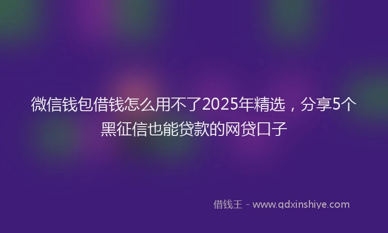 微信钱包借钱怎么用不了2025年精选，分享5个黑征信也能贷款的网贷口子