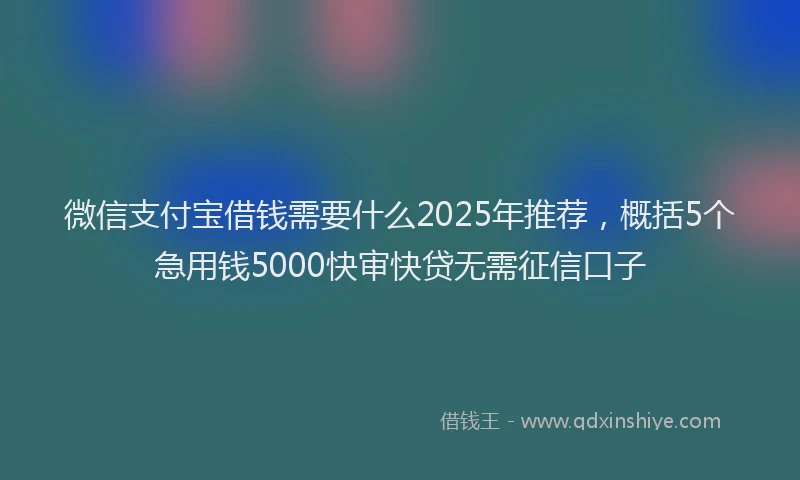 微信支付宝借钱需要什么2025年推荐，概括5个急用钱5000快审快贷无需征信口子