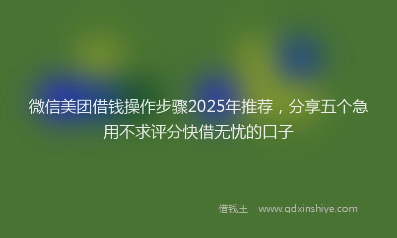 微信美团借钱操作步骤2025年推荐，分享五个急用不求评分快借无忧的口子