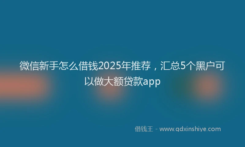 微信新手怎么借钱2025年推荐，汇总5个黑户可以做大额贷款app