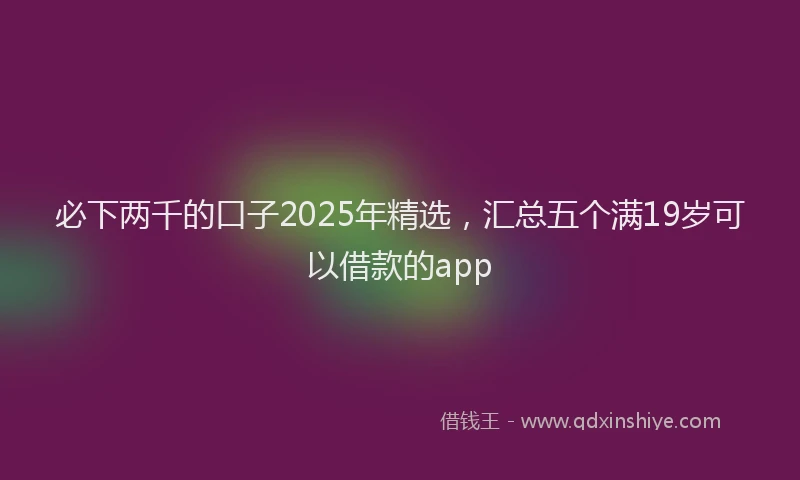 必下两千的口子2025年精选，汇总五个满19岁可以借款的app