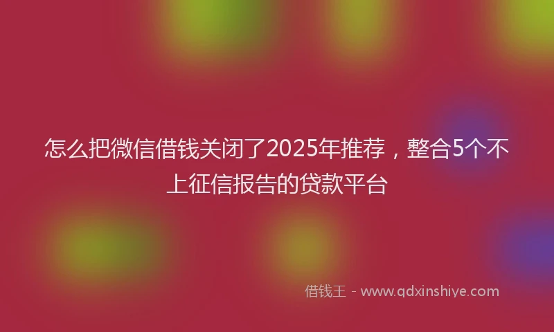 怎么把微信借钱关闭了2025年推荐，整合5个不上征信报告的贷款平台