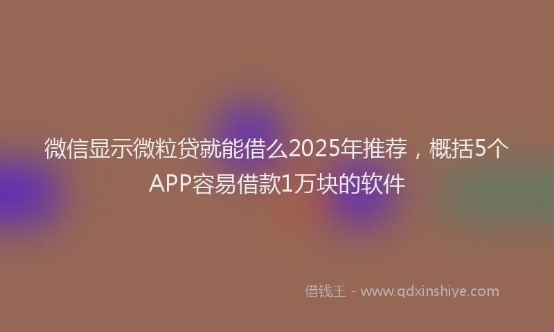 微信显示微粒贷就能借么2025年推荐，概括5个APP容易借款1万块的软件
