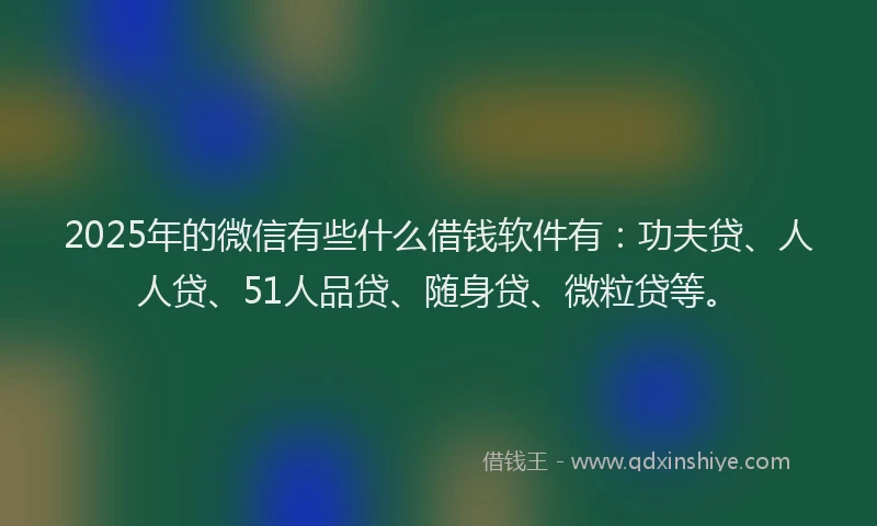 2025年的微信有些什么借钱软件有：功夫贷、人人贷、51人品贷、随身贷、微粒贷等。
