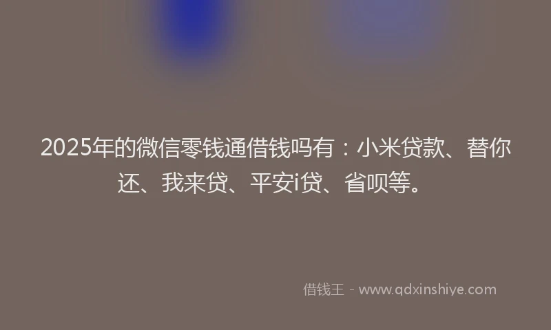 2025年的微信零钱通借钱吗有：小米贷款、替你还、我来贷、平安i贷、省呗等。