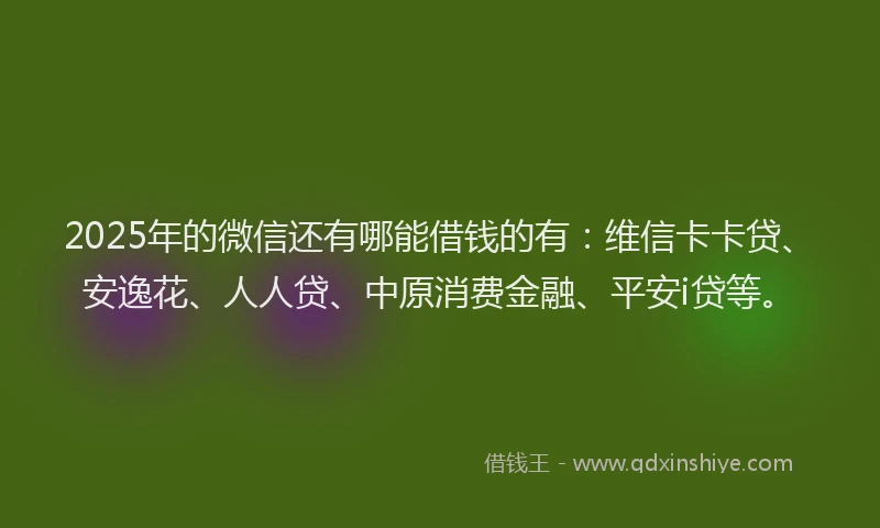 2025年的微信还有哪能借钱的有：维信卡卡贷、安逸花、人人贷、中原消费金融、平安i贷等。