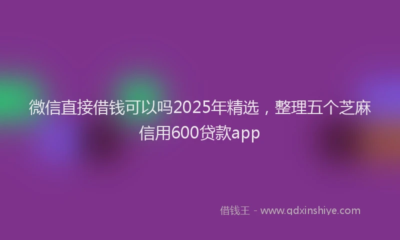 微信直接借钱可以吗2025年精选，整理五个芝麻信用600贷款app