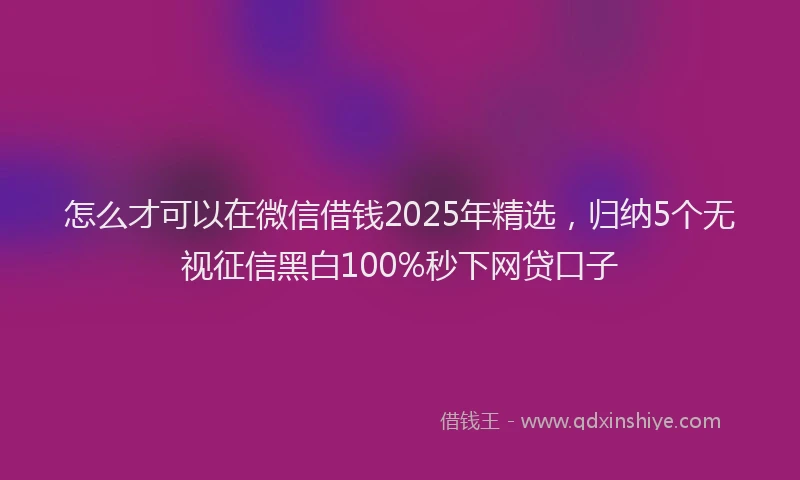 怎么才可以在微信借钱2025年精选，归纳5个无视征信黑白100%秒下网贷口子