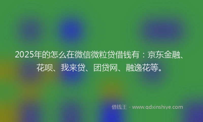 2025年的怎么在微信微粒贷借钱有：京东金融、花呗、我来贷、团贷网、融逸花等。
