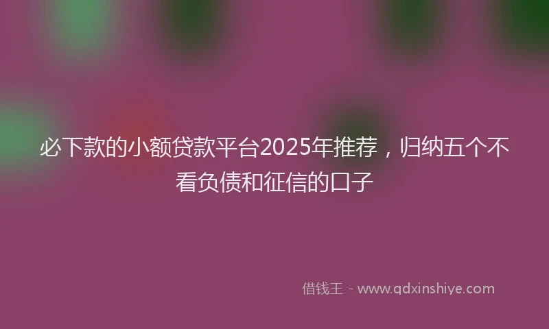必下款的小额贷款平台2025年推荐，归纳五个不看负债和征信的口子