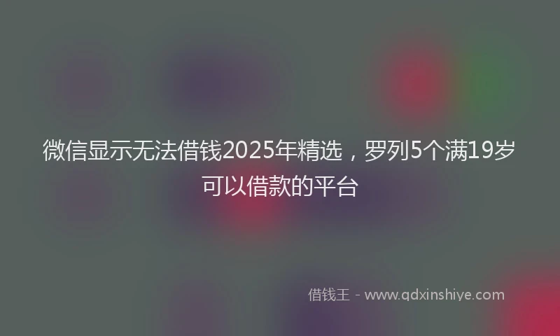 微信显示无法借钱2025年精选，罗列5个满19岁可以借款的平台