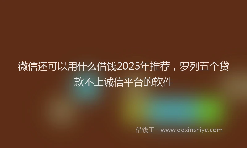 微信还可以用什么借钱2025年推荐，罗列五个贷款不上诚信平台的软件