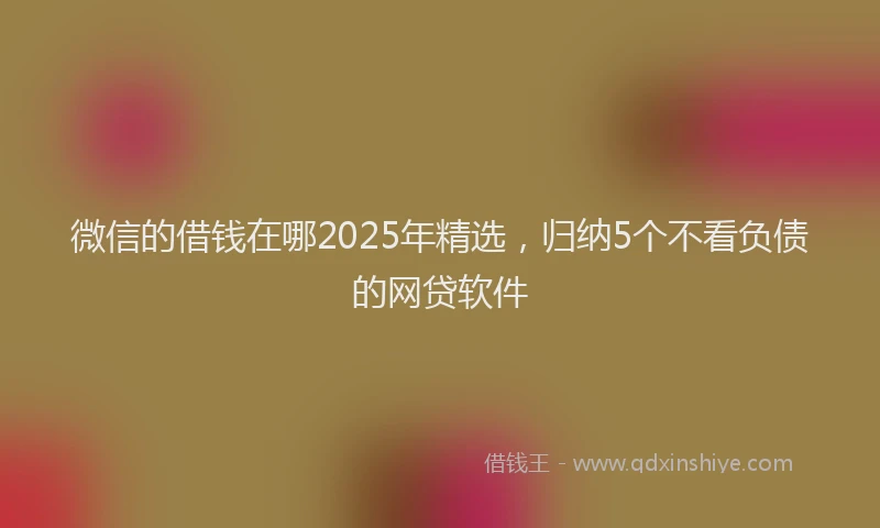 微信的借钱在哪2025年精选，归纳5个不看负债的网贷软件