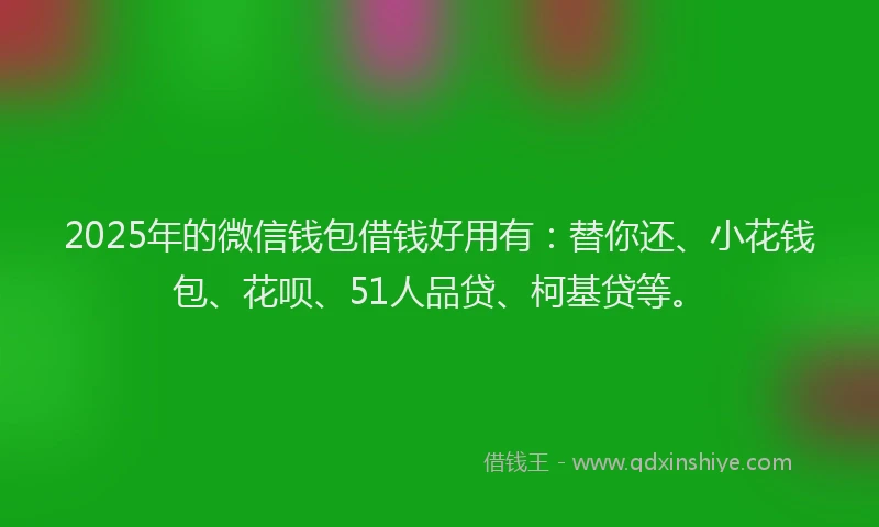 2025年的微信钱包借钱好用有：替你还、小花钱包、花呗、51人品贷、柯基贷等。