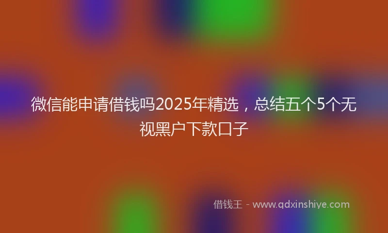 微信能申请借钱吗2025年精选，总结五个5个无视黑户下款口子