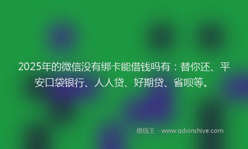 2025年的微信没有绑卡能借钱吗有：替你还、平安口袋银行、人人贷、好期贷、省呗等。